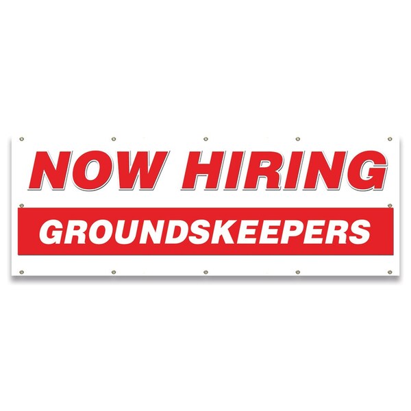 Signmission Now Hiring Groundskeepers Banner Apply Inside Accepting Application Single Sided B-120-30253 - main